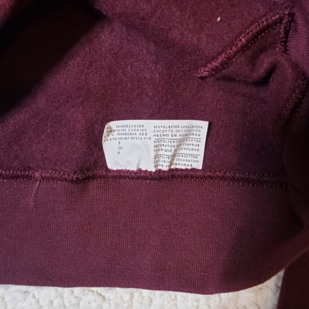 Champion Womens Hoodie Small Burgundy Logo Pullover Sweatshirt Casual - Picture 12 of 12